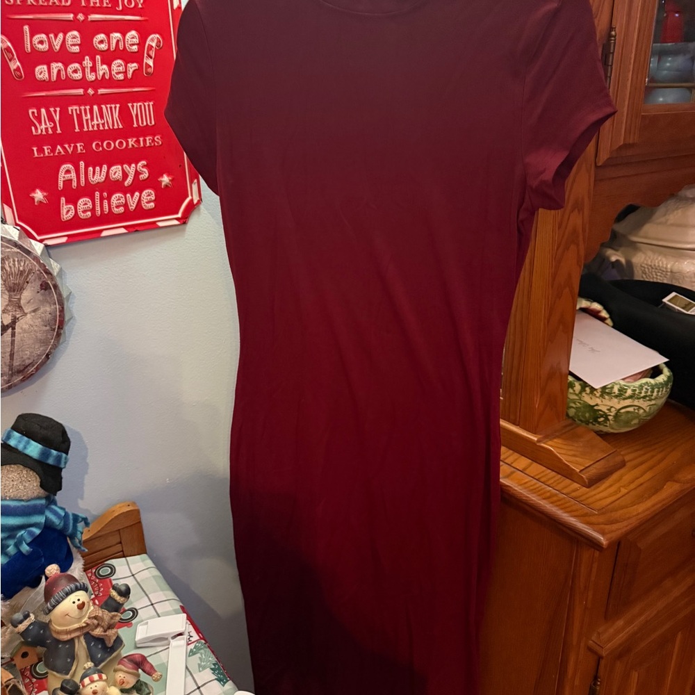 Elegant Burgundy Women's Dress